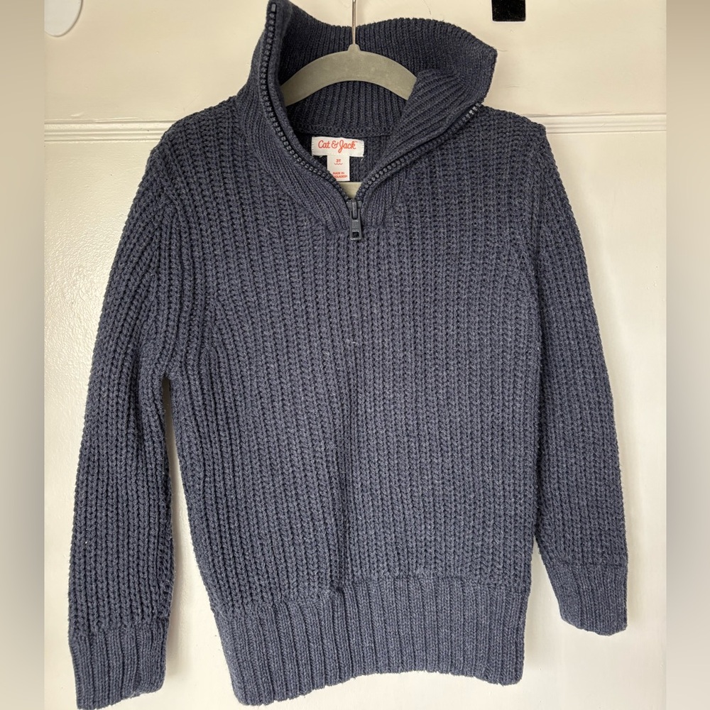Toddler Boys - Cat & Jack 1/4 Zip Sweater - Navy Blue- Size 3T